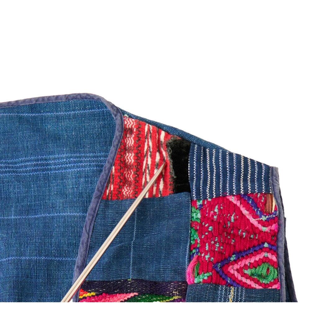 Vtg 80s 90s Patchwork Boho Vest L/XL Embroidered Hippie Festival Handmade Hippie - Picture 6 of 7
